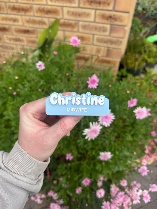 Funky name badge