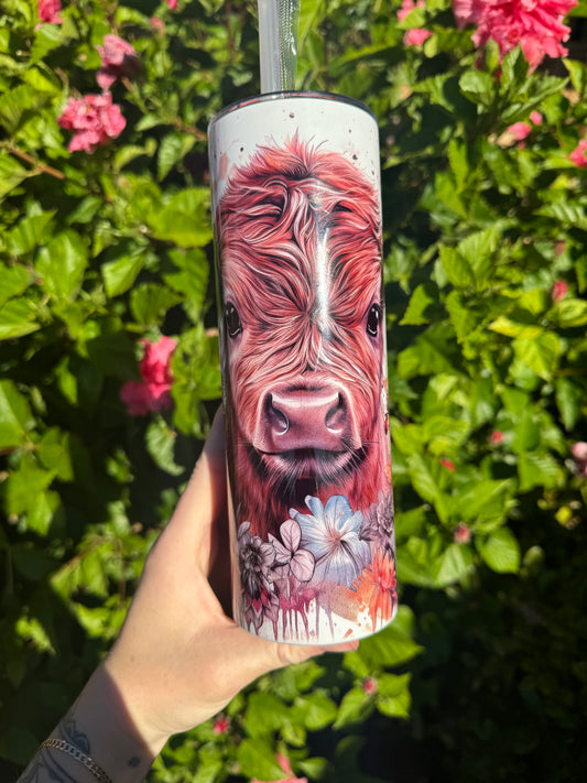 Floral highland cow
